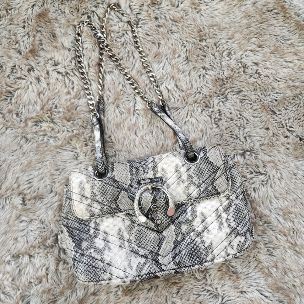 Circus NY by Sam Edelman Quilted Snakeskin Chain Handle Handbag - Picture 1 of 9